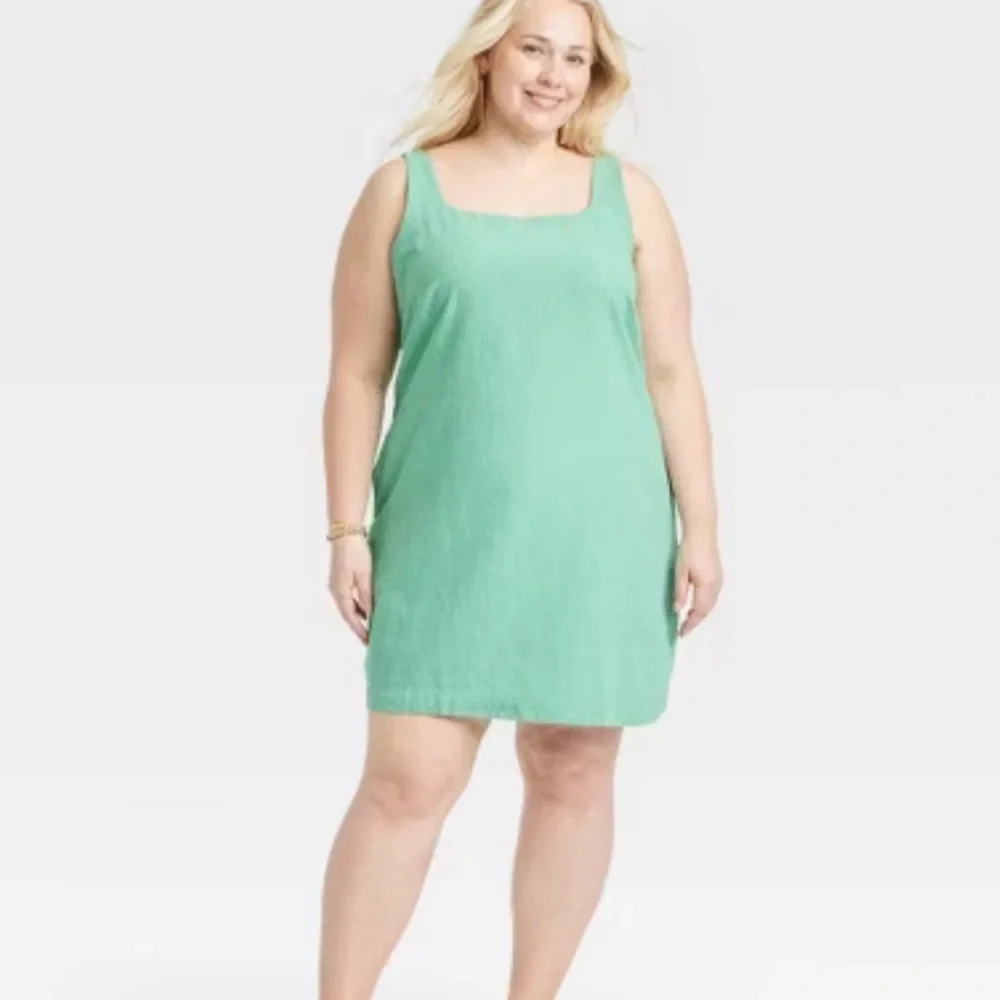 A New Day Women's Tank Mini Shift Green Striped Dress - Picture 1 of 6